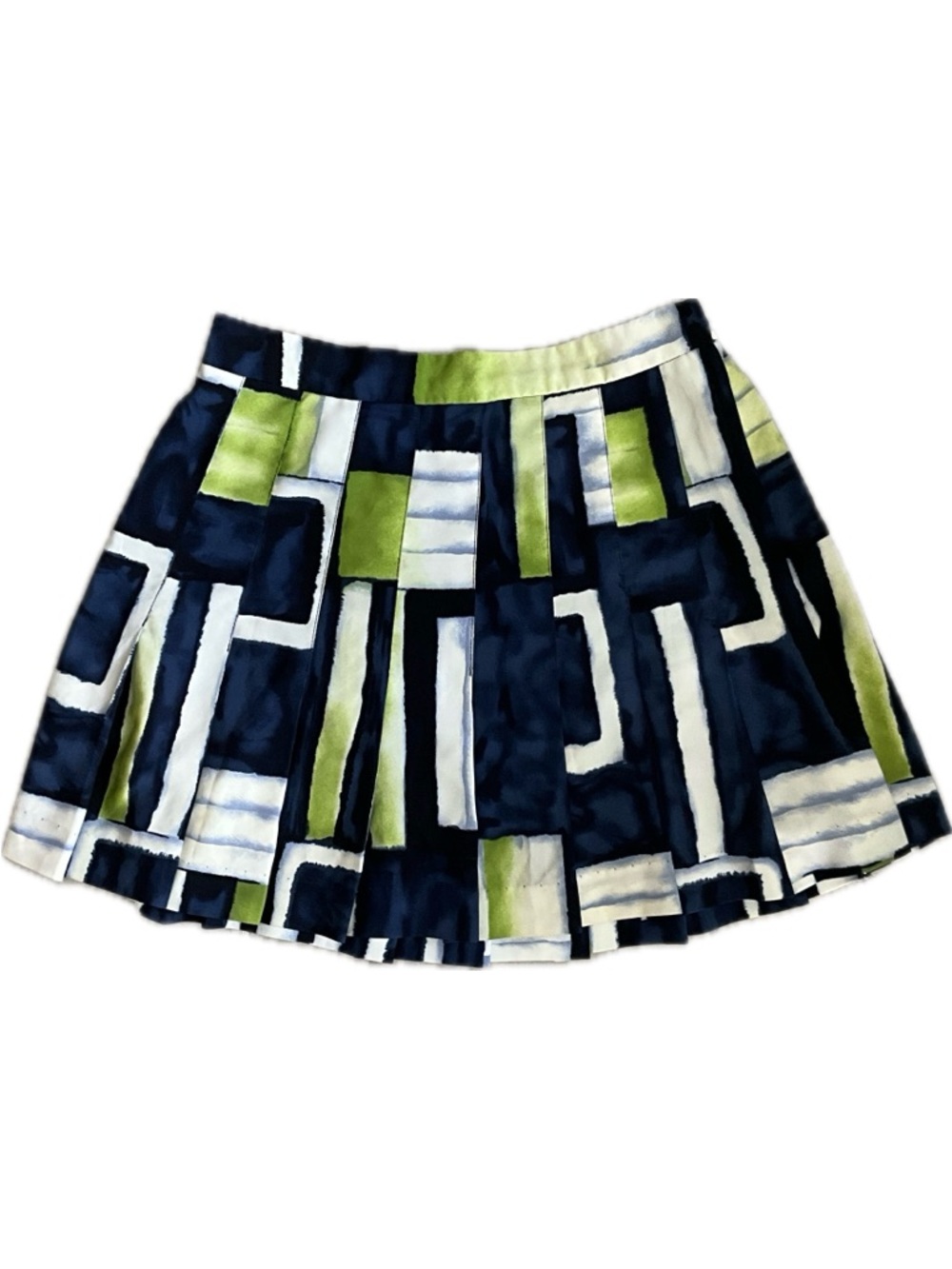 Quantum Sport Vintage Geometric Print Pleated Mini Skirt — Size 8